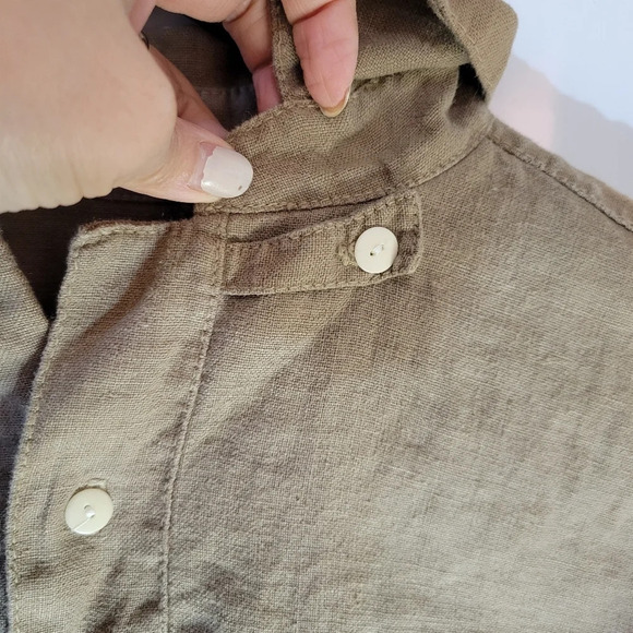 Linen tunic shirt blouse top oversized loose relaxedfit beige oatmeal size small - Picture 11 of 11